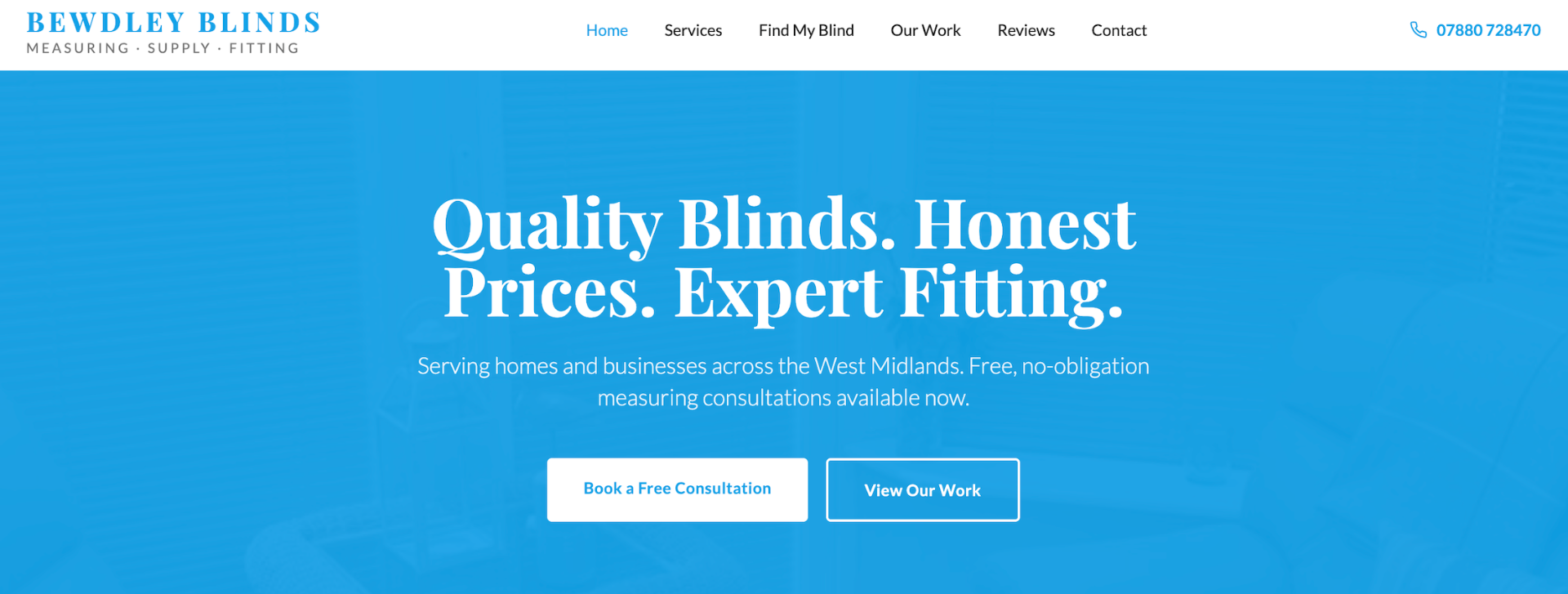 Bewdley Blinds website preview